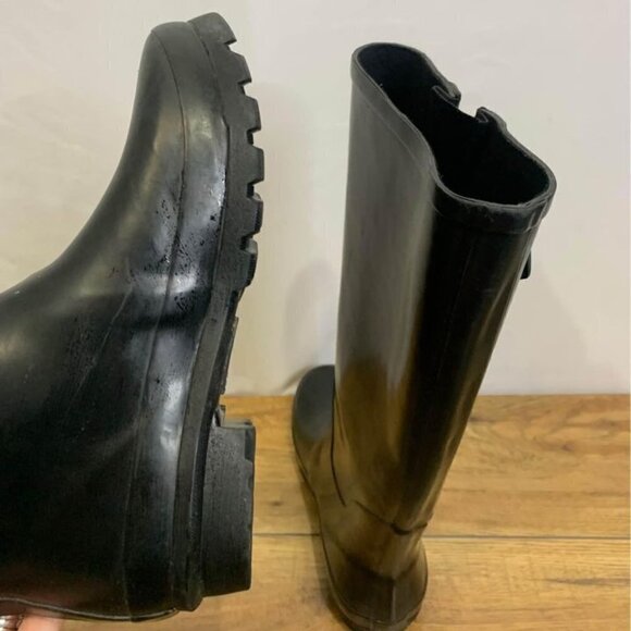 WOMANS tall black rain boots with buckle. Anti slip, waterproof. Size 8. Excelle - Picture 10 of 10